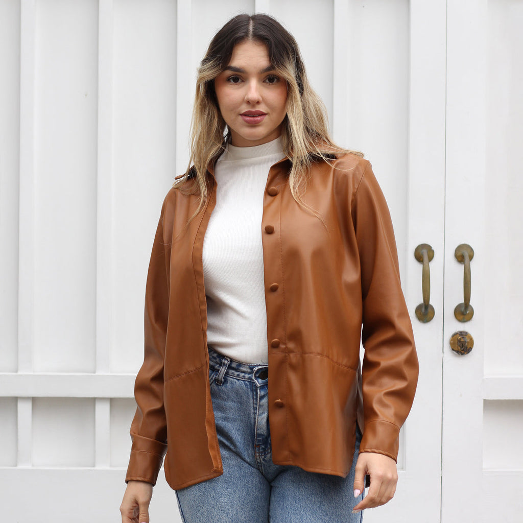 CAMISA CUERINA CAMEL AUDREY ARANNI