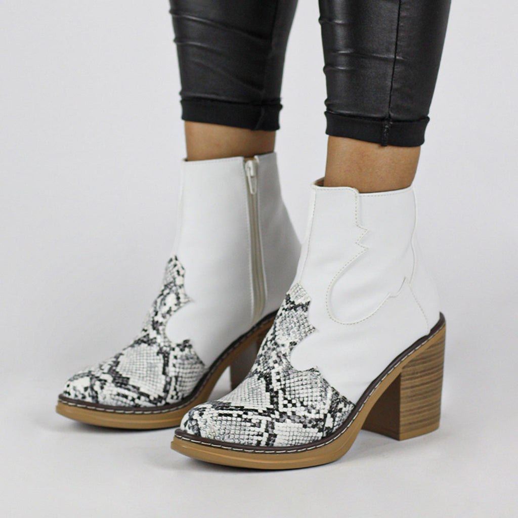 BOTINES REPTIL BLANCO  KIRA ARANNI